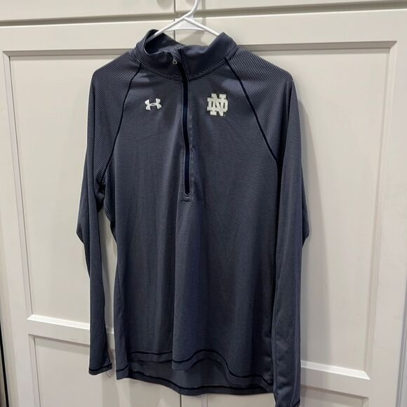 Notre Dame Large Striped Quarter Zip Preppy College University Alumni Classic - Picture 1 of 4